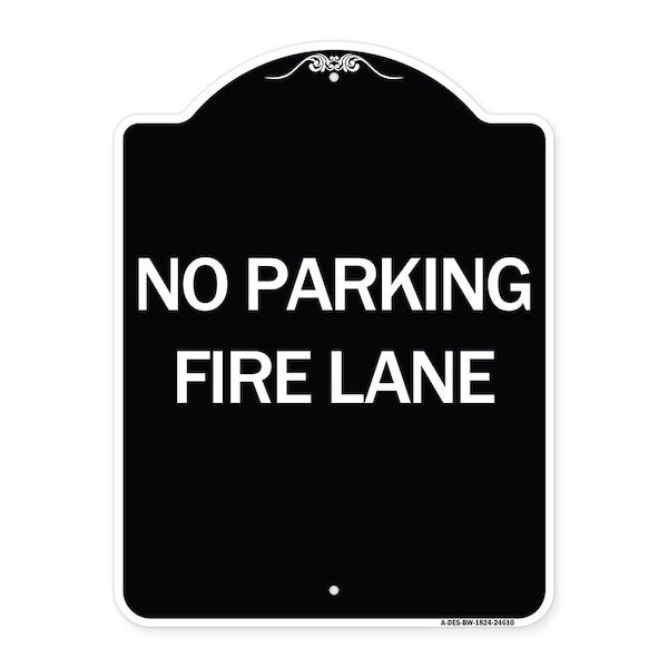Pavement Stencil No Parking Fire Lane Heavy-Gauge Aluminum Sign, 24" x 18", BW-1824-24610